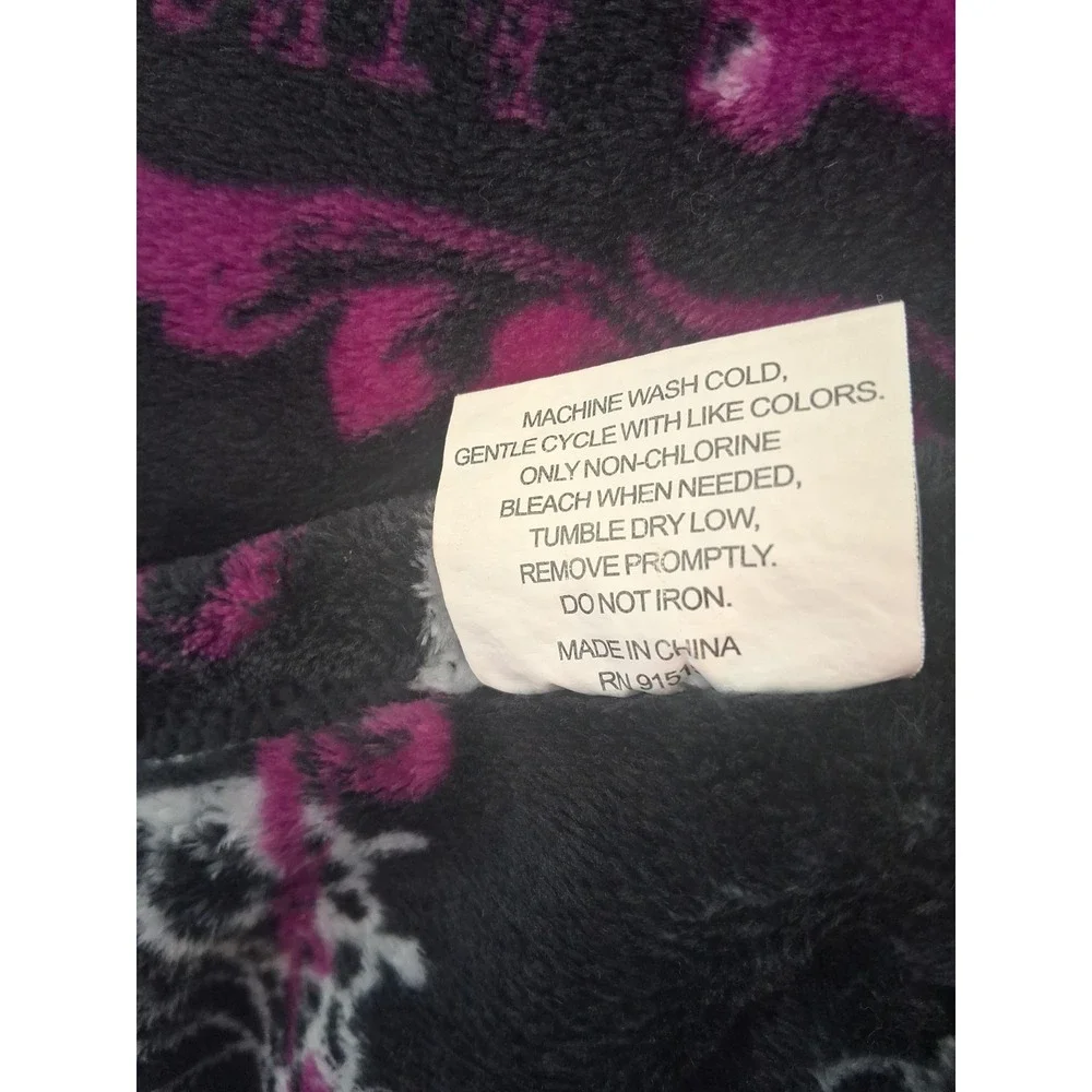Witch Spells Halloween Throw Blanket Fleece Spooky Moon Purple Black 48